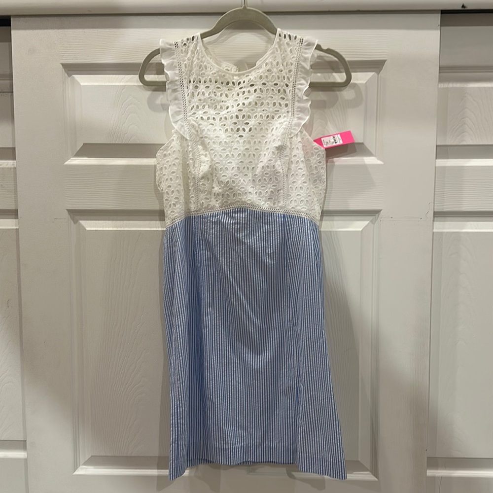 Coastal Blue Seersucker Dress